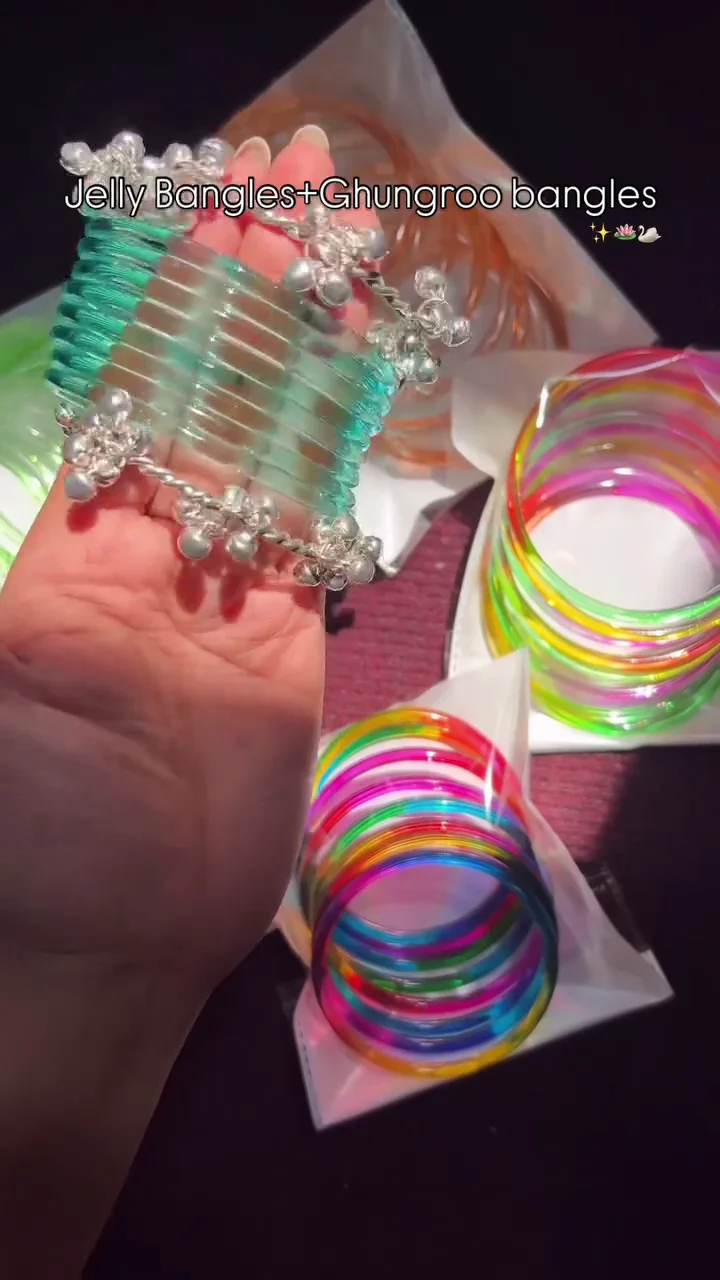 Colorful Jelly Bangles with Ghungroo Charm Collection