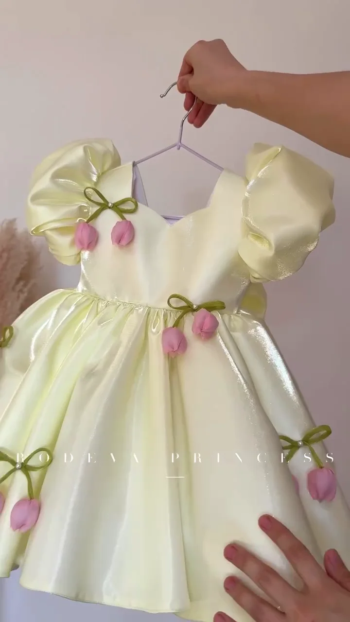Royal Princess Tulip Puff Sleeve Party Dress for Girls