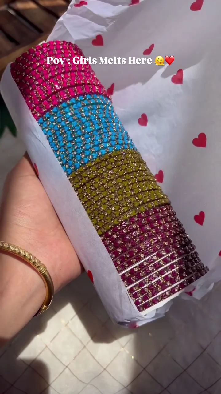 Royal Rainbow Crystal Bangles Set for Women & Girls