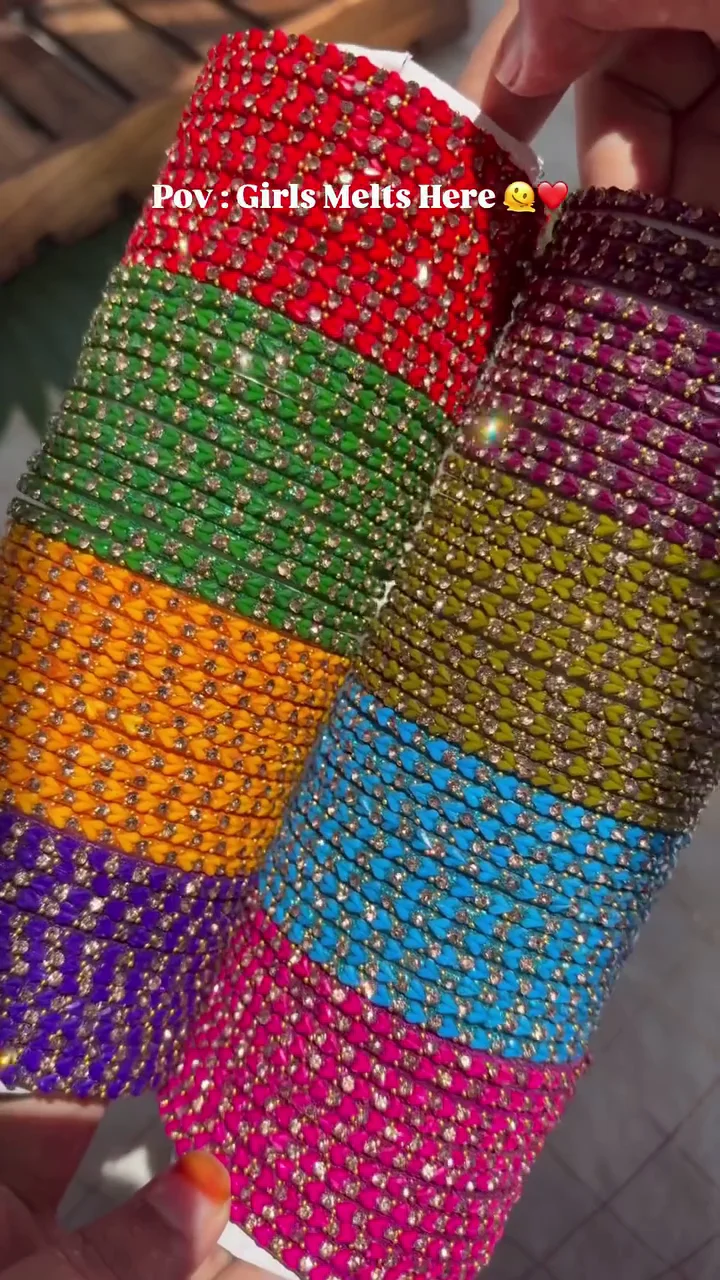 Royal Rainbow Crystal Bangles Set for Women & Girls